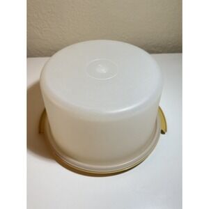 Vintage Tupperware Cake Keeper Carrier Yellow 12" Base Frosted 6" Lid
